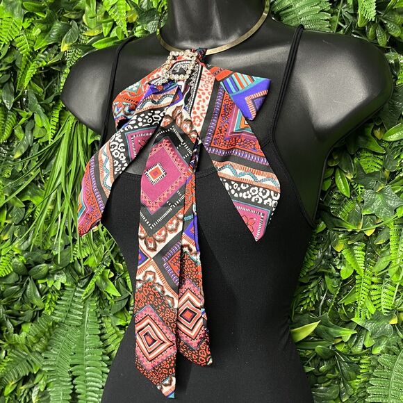 Necklace Women Fashion Gold Tone‎ Torque Choker Bib Satin Aztec Statement 2130 - Picture 1 of 11